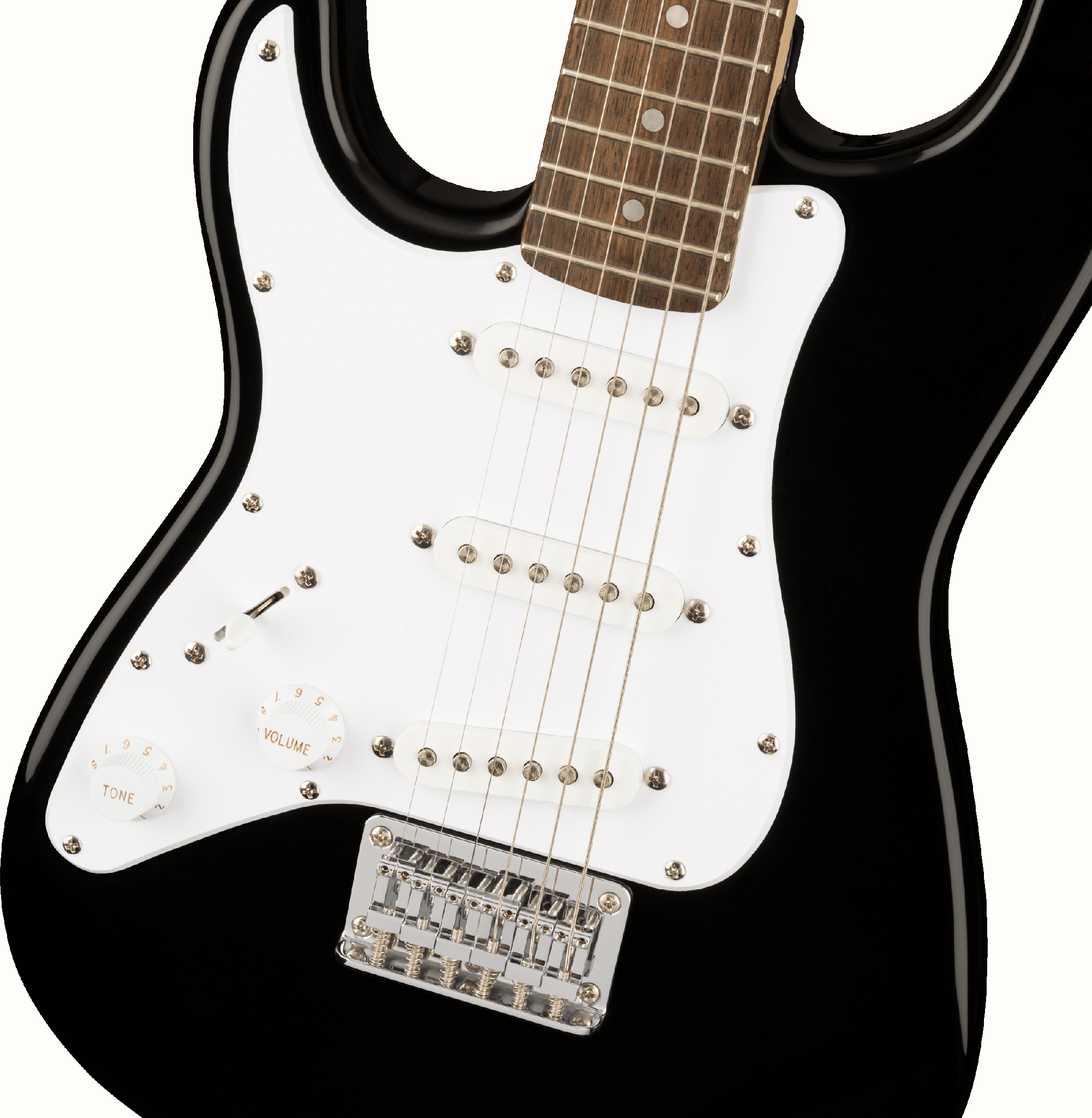 Squier Mini Strat E-Gitarre LH LRL WPG SSS BLK