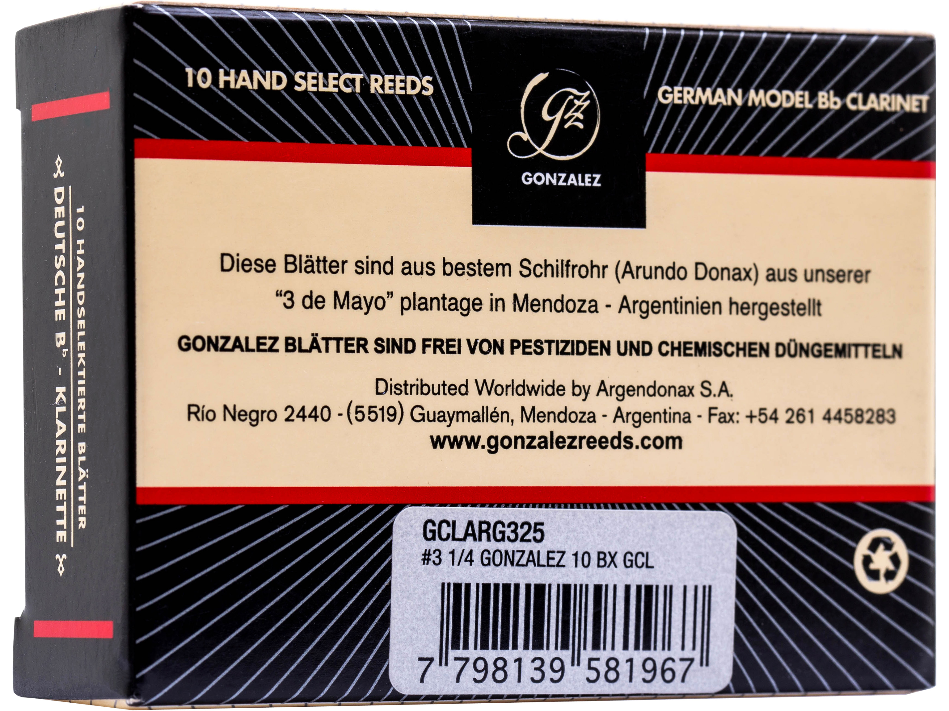 Gonzalez Klarinettenblatt Bb German Cut 3,25