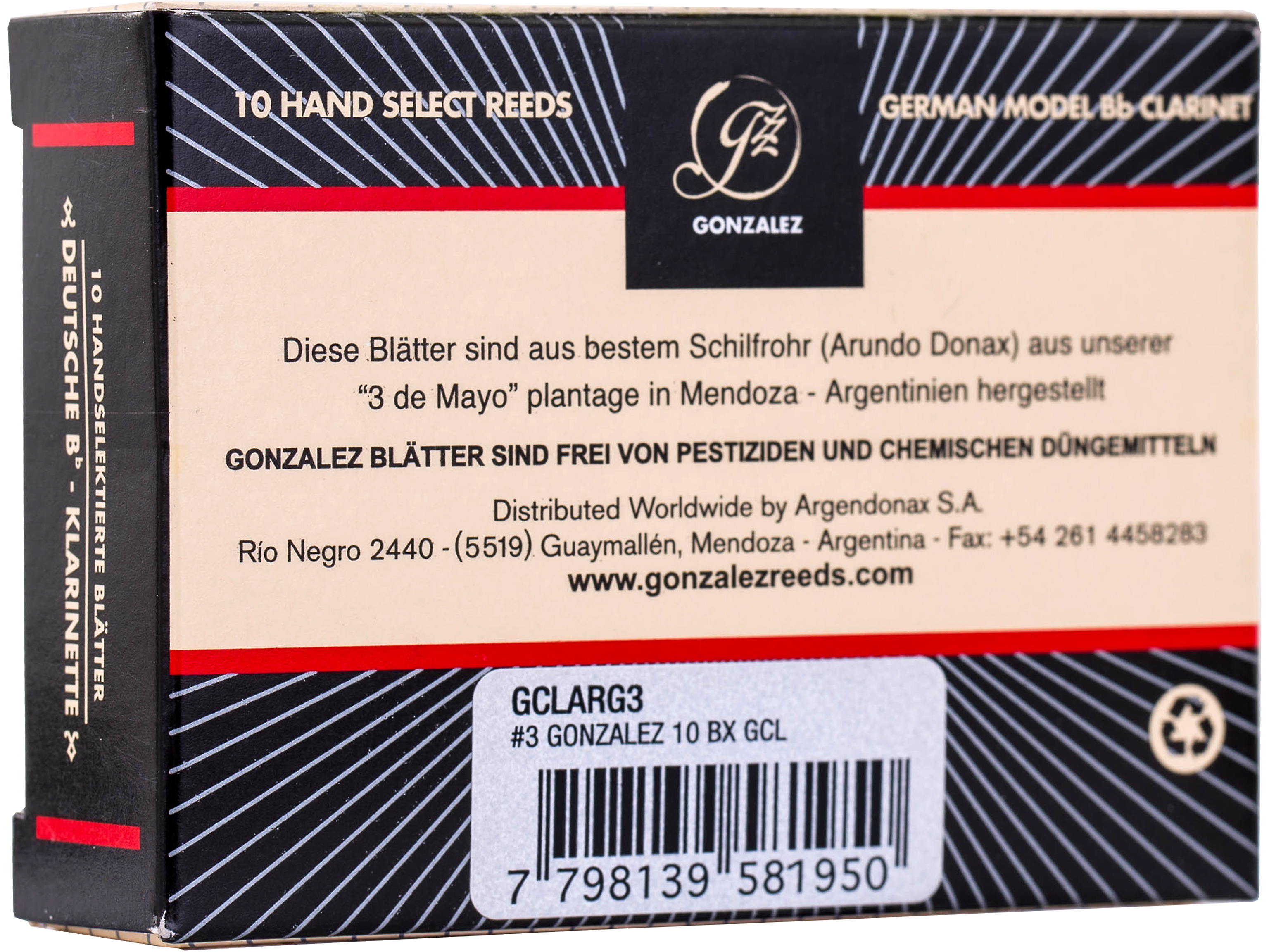 Gonzalez Klarinettenblatt Bb German Cut 3
