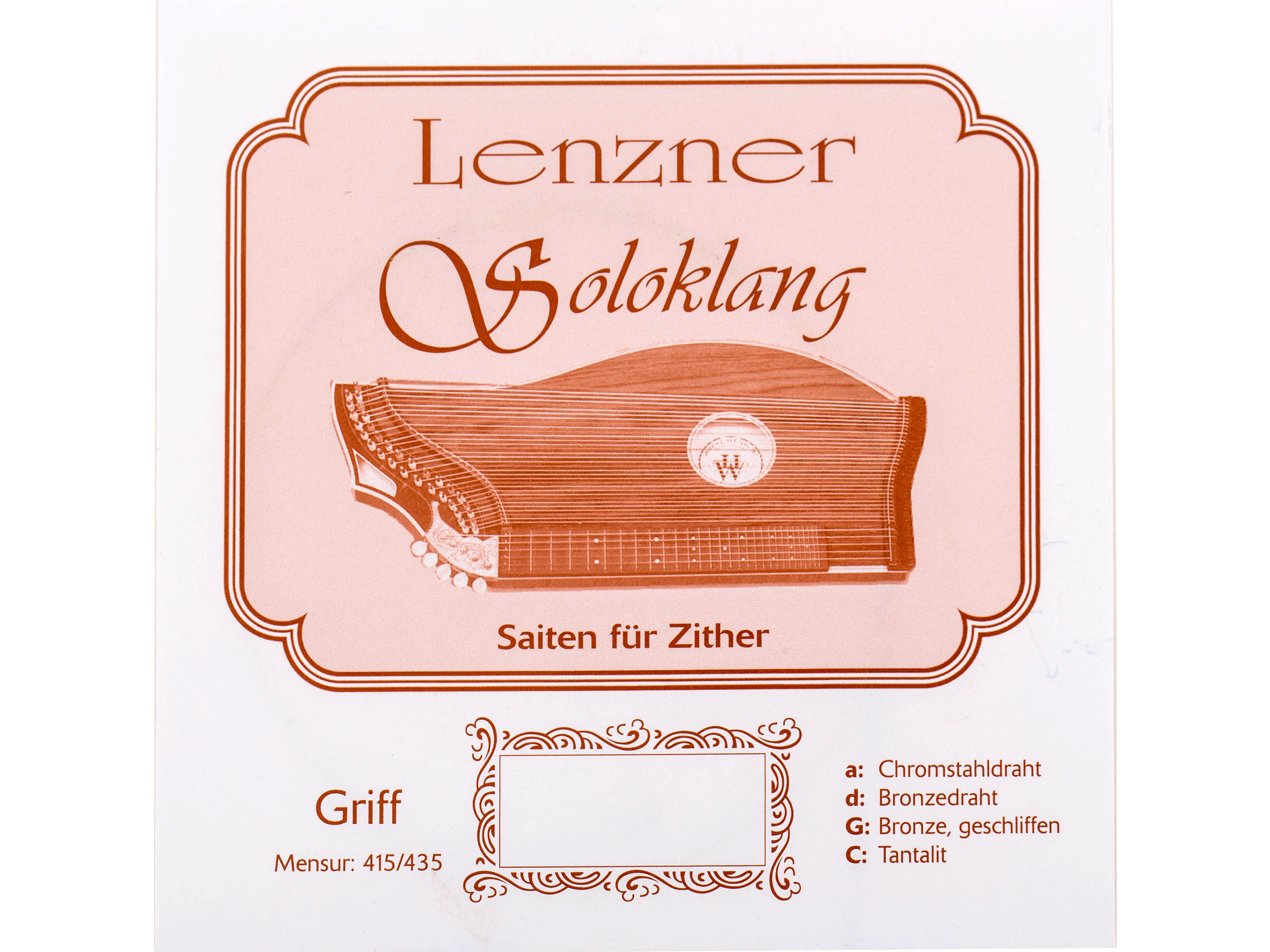 Lenzner 5512 d Zithersaite Soloklang Griffbrett